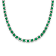 SPECIAL! 16.62ct G SI White Gold Diamond & Emerald Gemstone Necklace 16" long