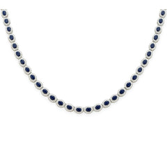 SPECIAL! 19.30ct G SI White Gold Diamond & Blue Sapphire Gemstone Necklace 16" long