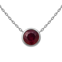 SPECIAL! .53ct G SI White Gold Ruby Gemstone Bezel Pendant Necklace 18" long