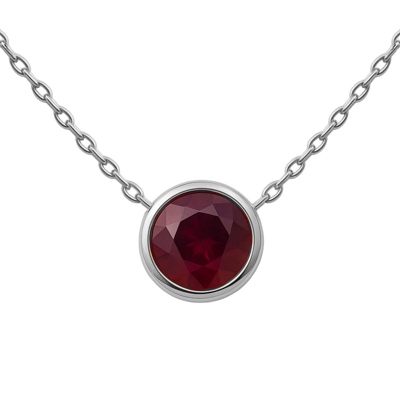SPECIAL! .53ct G SI White Gold Ruby Gemstone Bezel Pendant Necklace 18" long