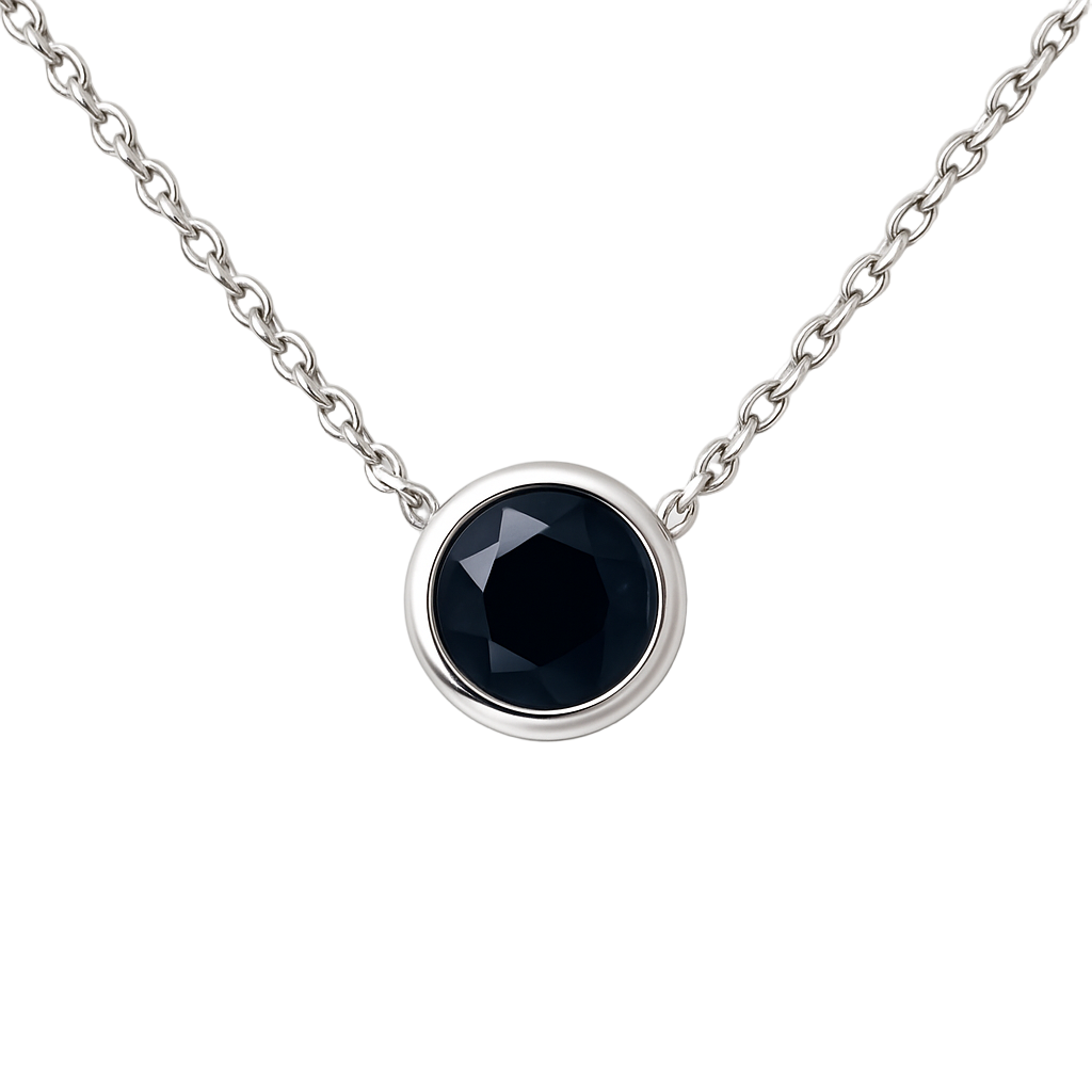 SPECIAL!.54ct G SI White Gold Blue Sapphire Gemstone Bezel Pendant Necklace 18" long