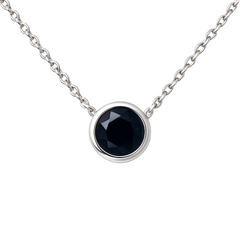 SPECIAL!.54ct G SI White Gold Blue Sapphire Gemstone Bezel Pendant Necklace 18" long