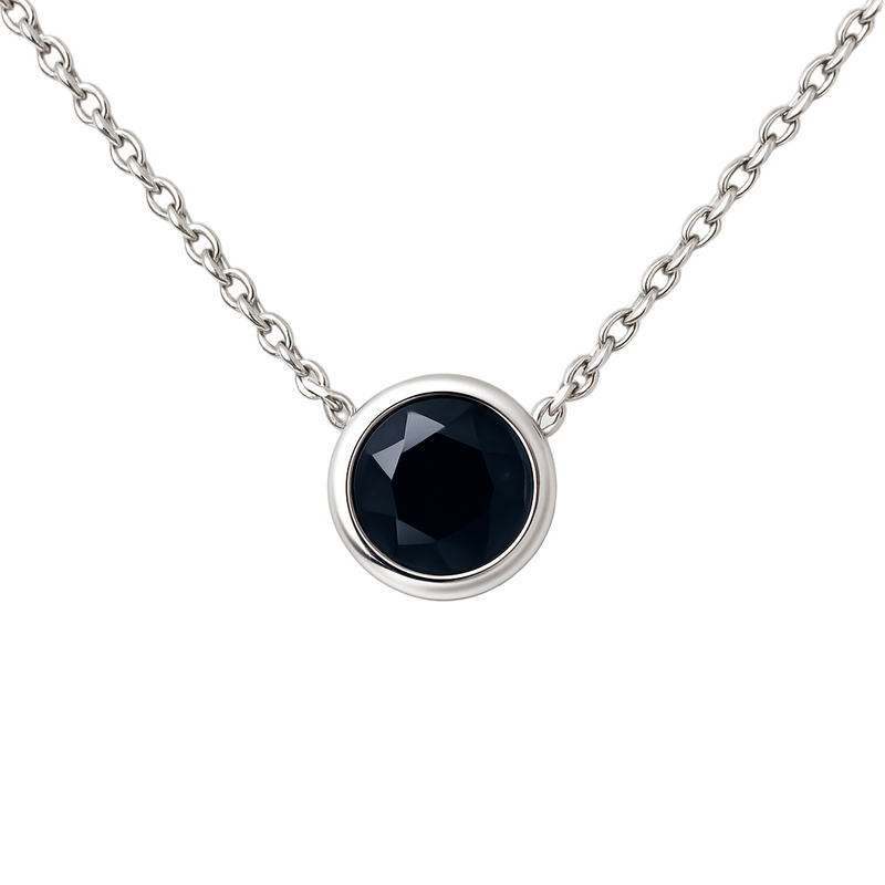 SPECIAL!.54ct G SI White Gold Blue Sapphire Gemstone Bezel Pendant Necklace 18" long