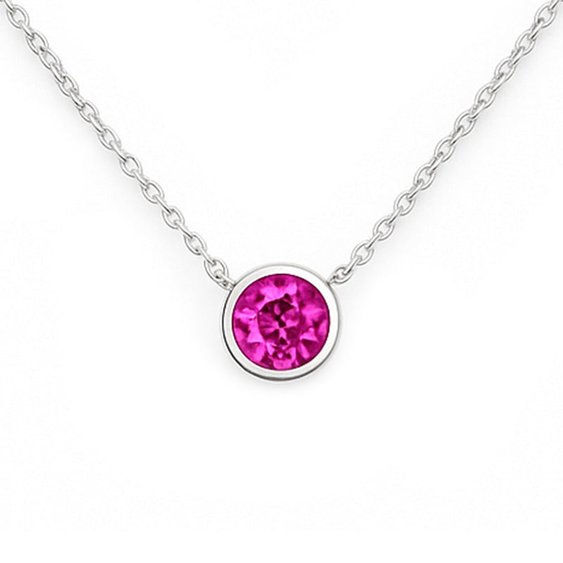 .57ct G SI 14kt White Gold Round Pink Sapphire Gemstone Pendant Solitaire Necklace 18" Long