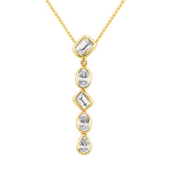 SPECIAL! .54ct G SI 14kt Yellow Gold Diamond Multi Cut Bezel Set Drop Pendant Necklace 16+2" Ext. Long
