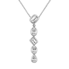 SPECIAL! .57ct G SI 14kt White Gold Diamond Multi Cut Bezel Set Drop Pendant Necklace 16+2" Ext. Long