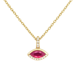 SPECIAL! .45ct G SI 14KT Yellow Gold Marquise Shape Ruby Gemstone Pendant Necklace 18" Chain