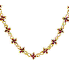 SPECIAL! 15.31ct G SI 14kt Yellow Gold Diamond & Ruby Gemstone Clover Infinity Necklace 20"