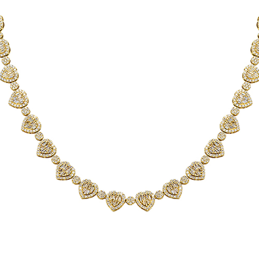 SPECIAL! 13.16ct G SI 14kt Yellow Gold Diamond Heart Shape Necklace 22" Long