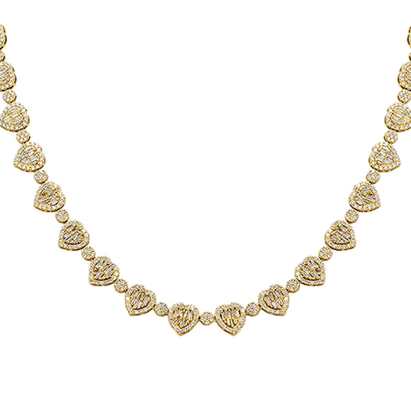 SPECIAL! 13.16ct G SI 14kt Yellow Gold Diamond Heart Shape Necklace 22" Long