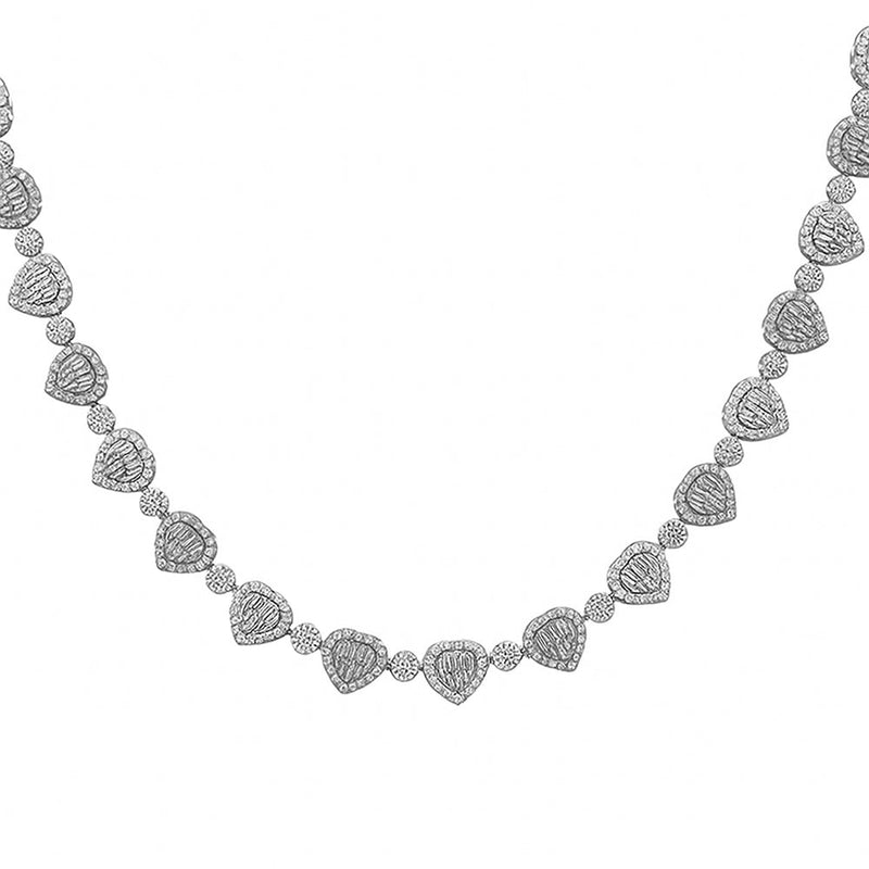 SPECIAL! 12.27ct G SI 14kt White Gold 10MM Diamond Heart Shape Chain Necklace 22" Long
