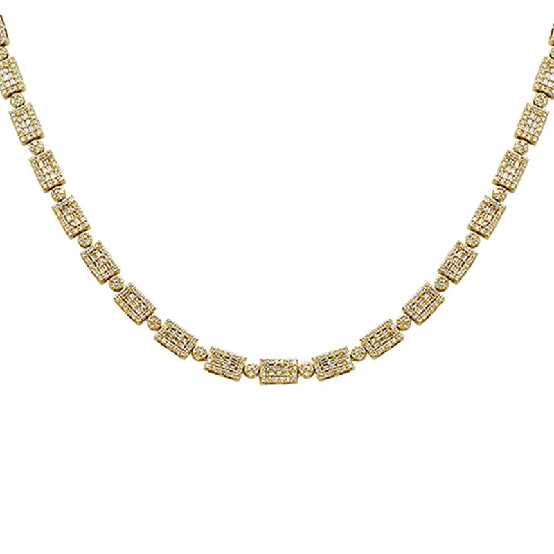 SPECIAL! 9.91ct G SI 14kt Yellow Gold Baguette Diamond Necklace 22" Long