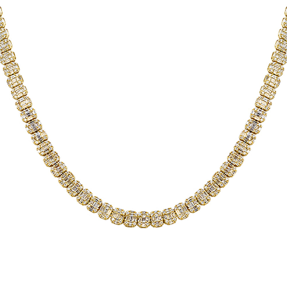 SPECIAL! 14.11ct G SI 14kt Yellow Gold Baguette Diamond Necklace 22" Long