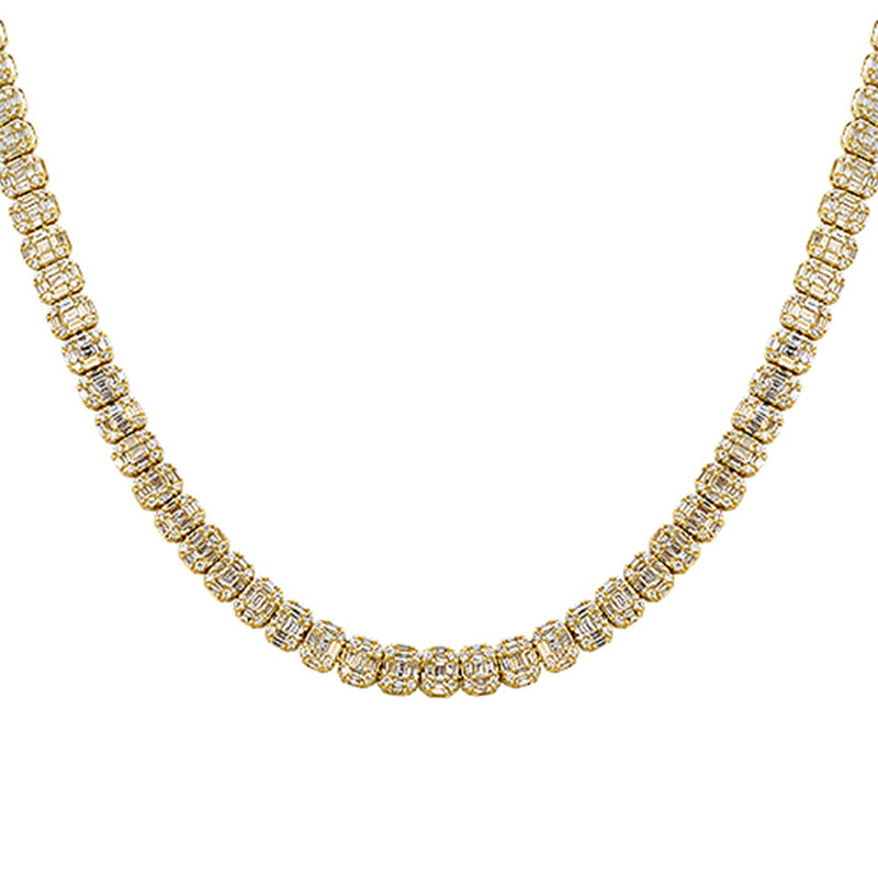 SPECIAL! 14.11ct G SI 14kt Yellow Gold Baguette Diamond Necklace 22" Long