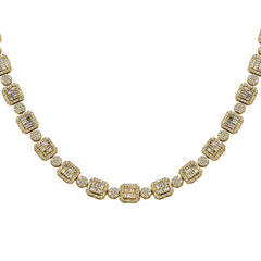 SPECIAL! 14.14ct G SI 14kt Yellow Gold Round & Baguette Diamond Necklace 22" Long
