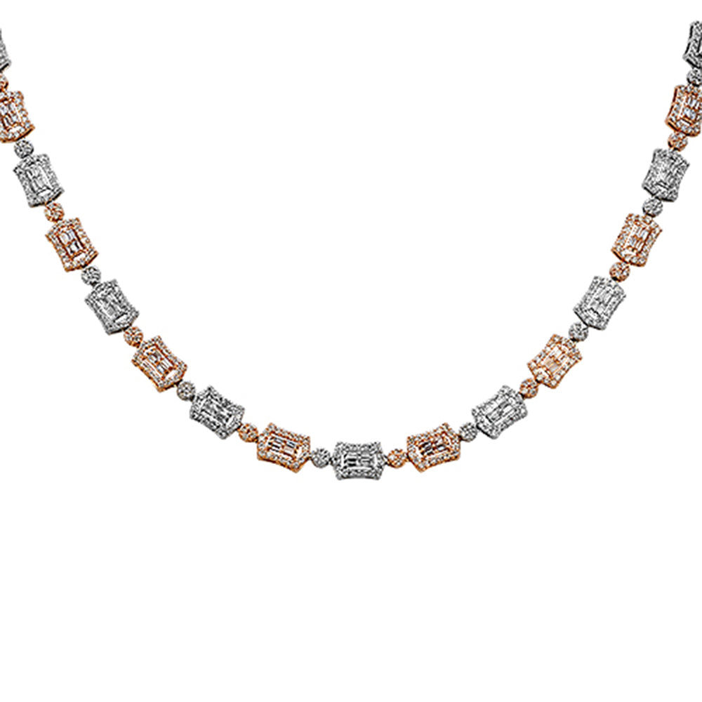 SPECIAL! 10.12ct G SI 14kt Two Tone Gold Round &  Baguette Diamond Necklace 22" Long