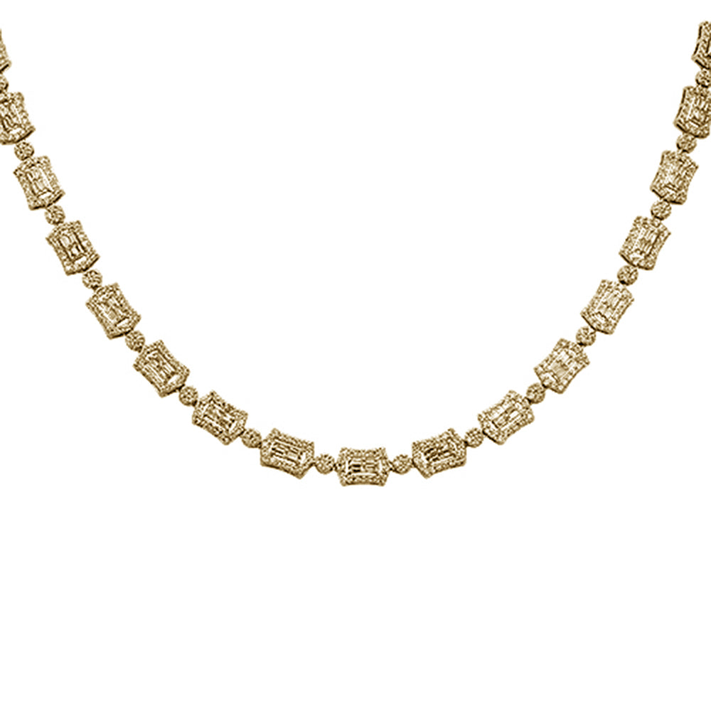 SPECIAL! 10.00ct G SI 14kt Yellow Gold Round &  Baguette Diamond Necklace 22" Long