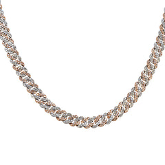 SPECIAL! 9.81ct G SI 9MM 14kt Two Tone Gold Baguette Diamond Cuban Link Chain Necklace 22" Long