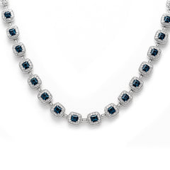 SPECIAL! 23.3ct G SI 14kt White Gold Blue Topaz & Diamond Gemstone Necklace 20" Long
