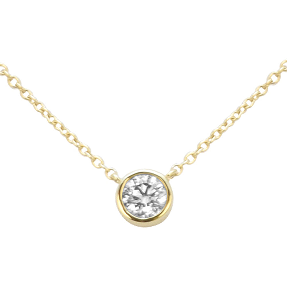 SPECIAL! .21ct G SI 14kt Yellow Gold Bezel Set Round Diamond Solitaire Pendant Necklace 16+2" Ext.