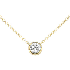 SPECIAL! .21ct G SI 14kt Yellow Gold Bezel Set Round Diamond Solitaire Pendant Necklace 16+2" Ext.
