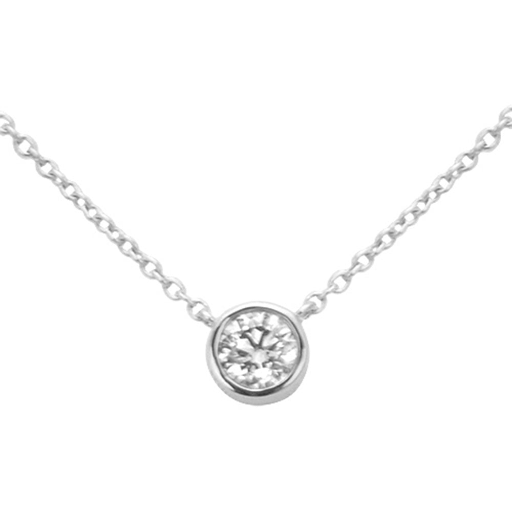 SPECIAL! .23ct G SI 14kt White Gold Bezel Set Round Diamond Solitaire Pendant Necklace 16+2" Ext.