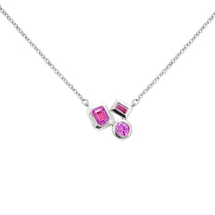 SPECIAL! .38ct G SI 14kt White Gold Pink Sapphire Multi Shape Pendant Necklace