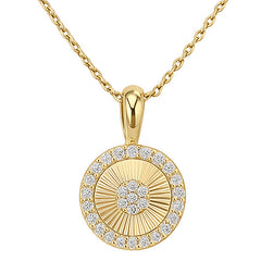 SPECIAL!.20ct G SI 14kt Yellow Gold Diamond Disc Medallion Pendant Necklace 18" Long