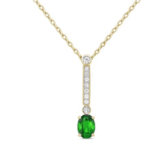 SPECIAL! .82ct G SI 14kt Yellow Gold Diamond & Emerald Gemstone Pendant Necklace 18" Long