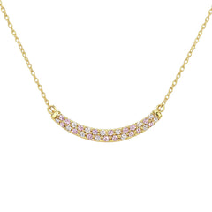 SPECIAL! .38ct G SI 14kt Yellow Gold Diamond & Pink Sapphire Gemstone Pendant Necklace 18" Long