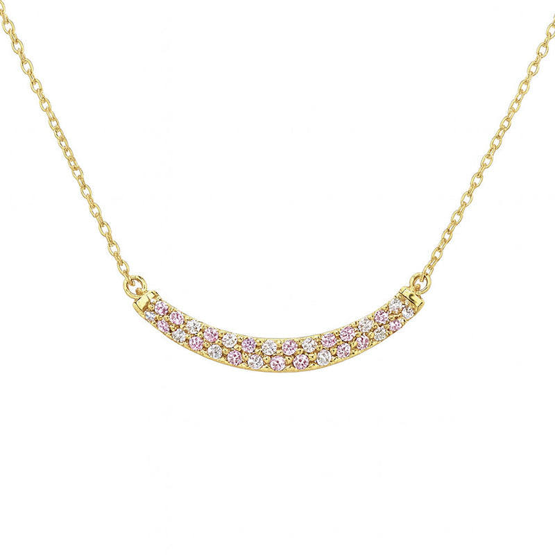 SPECIAL! .38ct G SI 14kt Yellow Gold Diamond & Pink Sapphire Gemstone Pendant Necklace 18" Long