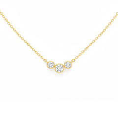 SPECIAL! .40ct G SI 14kt Yellow Gold Three Bezel Set Round Diamond Pendant Necklace 18" Long
