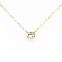 SPECIAL! .2ct G SI 14kt Yellow Gold Emerald Diamond Bezel Set Pendant Necklace 16"+2" Long