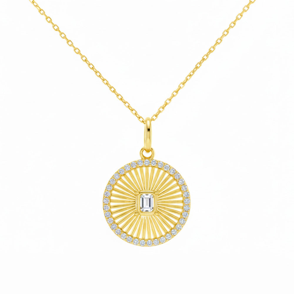 SPECIAL! .37ct G SI 14kt Yellow Gold Diamond Disc Medallion Pendant Necklace 16+2" Long