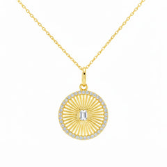 SPECIAL! .37ct G SI 14kt Yellow Gold Diamond Disc Medallion Pendant Necklace 16+2" Long