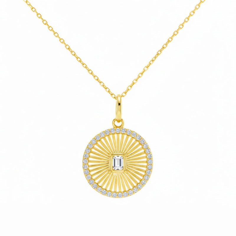 SPECIAL! .37ct G SI 14kt Yellow Gold Diamond Disc Medallion Pendant Necklace 16+2" Long