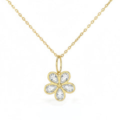 SPECIAL! .73ct G SI 14kt Yellow Gold Diamond Flower Shape Bezel Set Pendant Necklace 18" Long