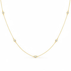 SPECIAL! .26ct G SI 14kt Yellow Gold Marquise Diamond Bezel Set Station Pendant Necklace 16+2" Long
