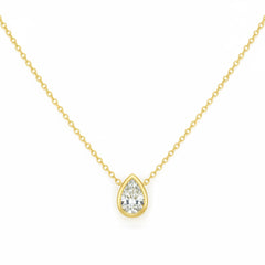 SPECIAL! .25ct G SI 14kt Yellow Gold Pear Cut Diamond Bezel Set Pendant Necklace 16+2" Long