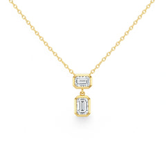 SPECIAL! .3ct G SI 14kt Yellow Gold Emerald Cut Diamond Drop Pendant Necklace 16"+2" Long
