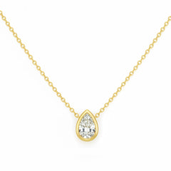 SPECIAL! .21ct G SI 14kt Yellow Gold Pear Shape Diamond Bezel Set Pendant Necklace 16+2" Long