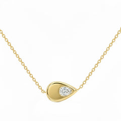 SPECIAL! .20ct G SI 14kt Yellow Gold Diamond Pear Shape Pendant Necklace 16+2" Long