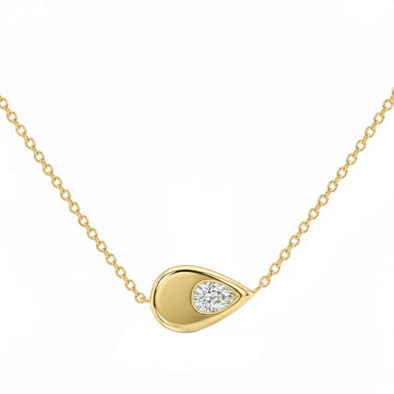 SPECIAL! .20ct G SI 14kt Yellow Gold Diamond Pear Shape Pendant Necklace 16+2" Long