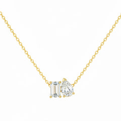 SPECIAL! .59ct G SI 14kt Yellow Gold Emerald & Pear Cut Diamond Moi Toi Pendant Necklace 16+2" Long