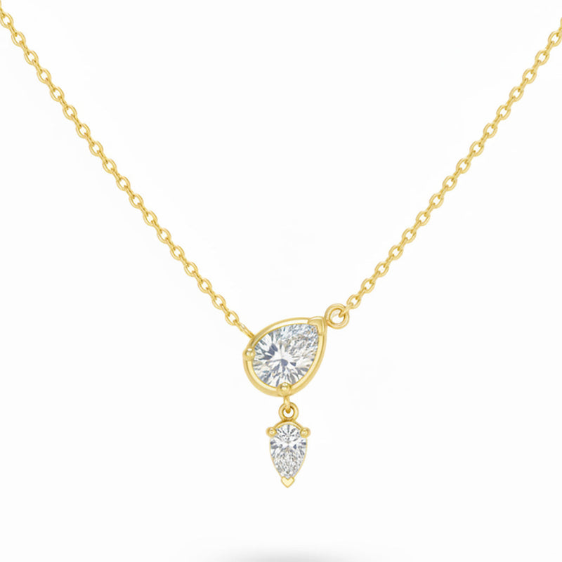 SPECIAL! .40ct G SI 14kt Yellow Gold Pear Cut Diamond Pendant Necklace 16+2" Long