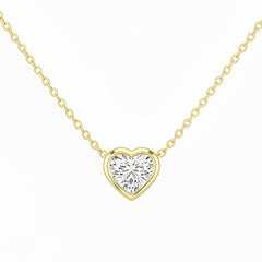 SPECIAL! .20ct G SI 14kt Yellow Gold Heart Shape Diamond Bezel Pendant Necklace 16+2" Long