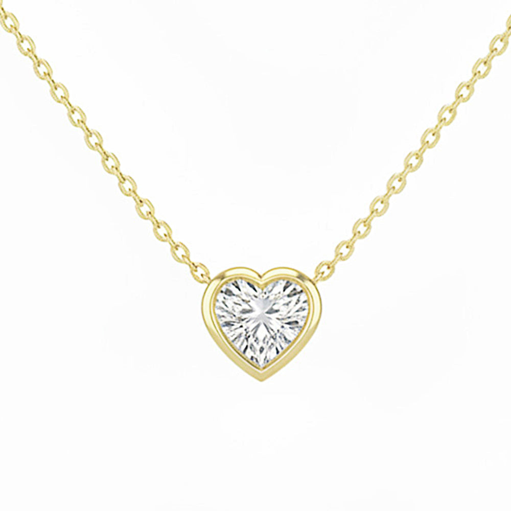 SPECIAL! .27ct G SI 14kt Yellow Gold Bezel Set Heart Shape Diamond Pendant Necklace 16+2" Long