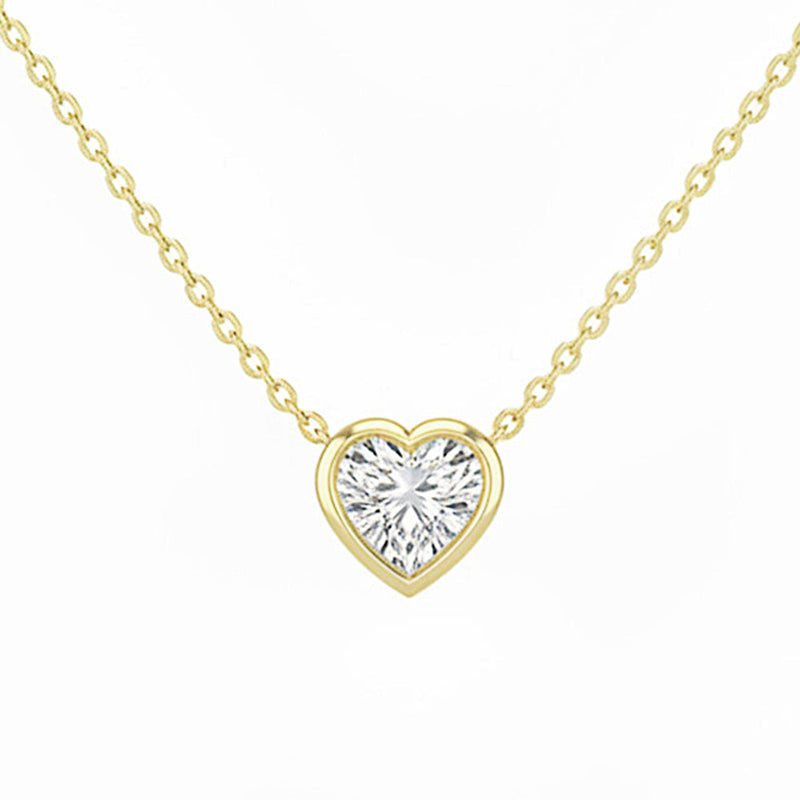 SPECIAL! .27ct G SI 14kt Yellow Gold Bezel Set Heart Shape Diamond Pendant Necklace 16+2" Long