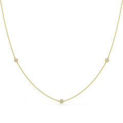 SPECIAL! .2ct G SI 14kt Yellow Gold Bezel Set Diamond Station Pendant Necklace 16+2" Long
