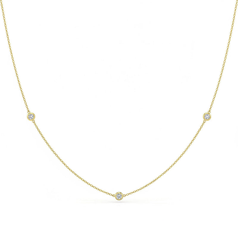 SPECIAL! .2ct G SI 14kt Yellow Gold Bezel Set Diamond Station Pendant Necklace 16+2" Long